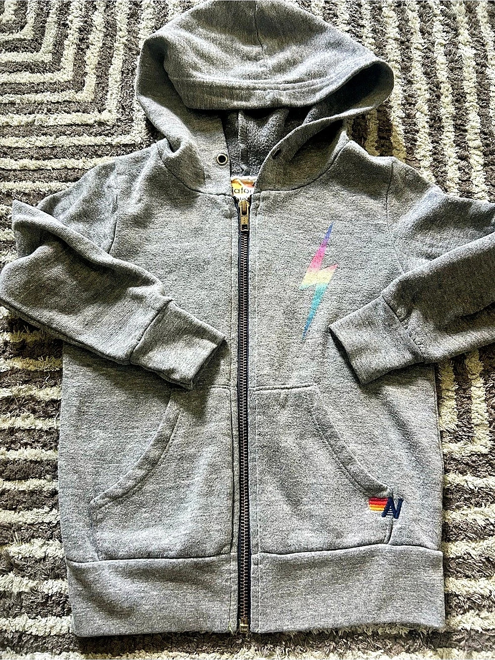 Aviator Nation Kids Bolt Zip Hoodie Size 4 Gray